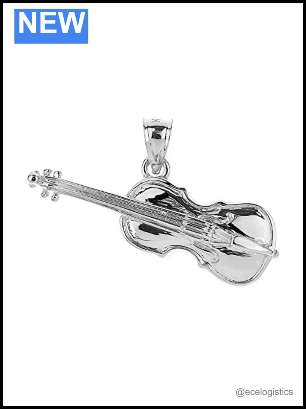 925 Sterling Silver 3D Cello Charm Pendant Music Jewelry